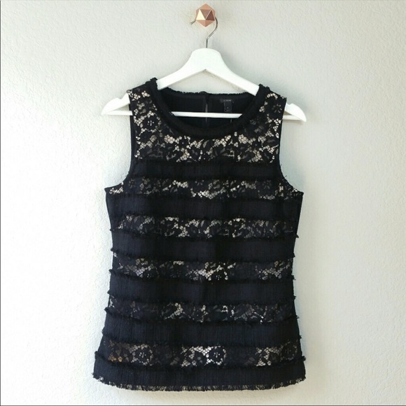 J. Crew Tops - J. Crew lace & tweed Panels Sleeveless Top size XL